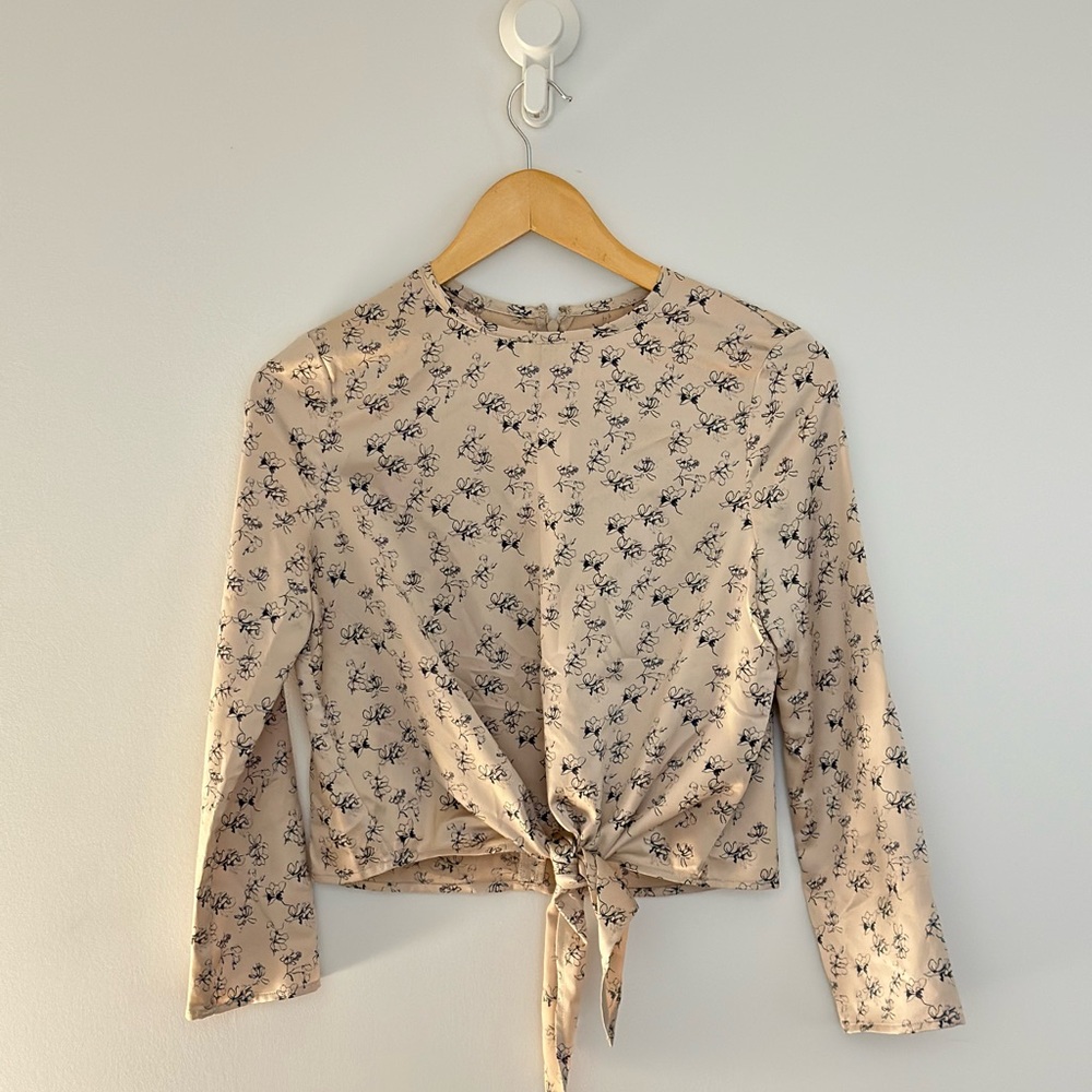 OAK + FORT | Tie front floral print long sleeve blouse